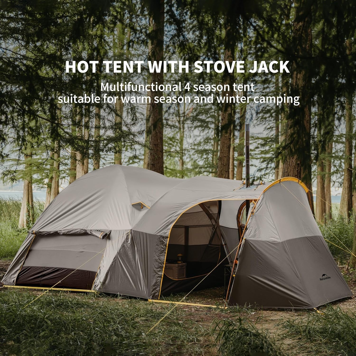 KOTA 4/6/8 Person Camping Tent, Double Layer Waterproof 4 Person 6 Person 8 Person Tents for Camping, Large and Tall Family Tent with Vestibules Porch
