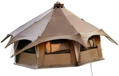 TOMOUNT Canvas Tent Bell Tent 16.4Ft*9.2Ft with Stove Jack for Glamping Family Camping Zipped Removable Floor