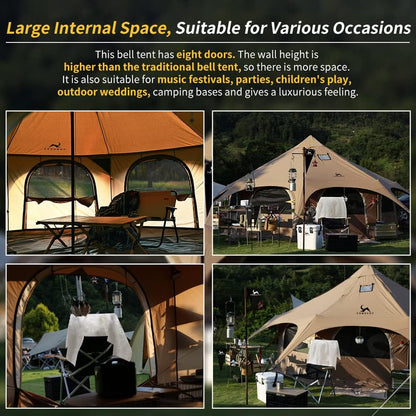 TOMOUNT Canvas Tent Bell Tent 16.4Ft*9.2Ft with Stove Jack for Glamping Family Camping Zipped Removable Floor