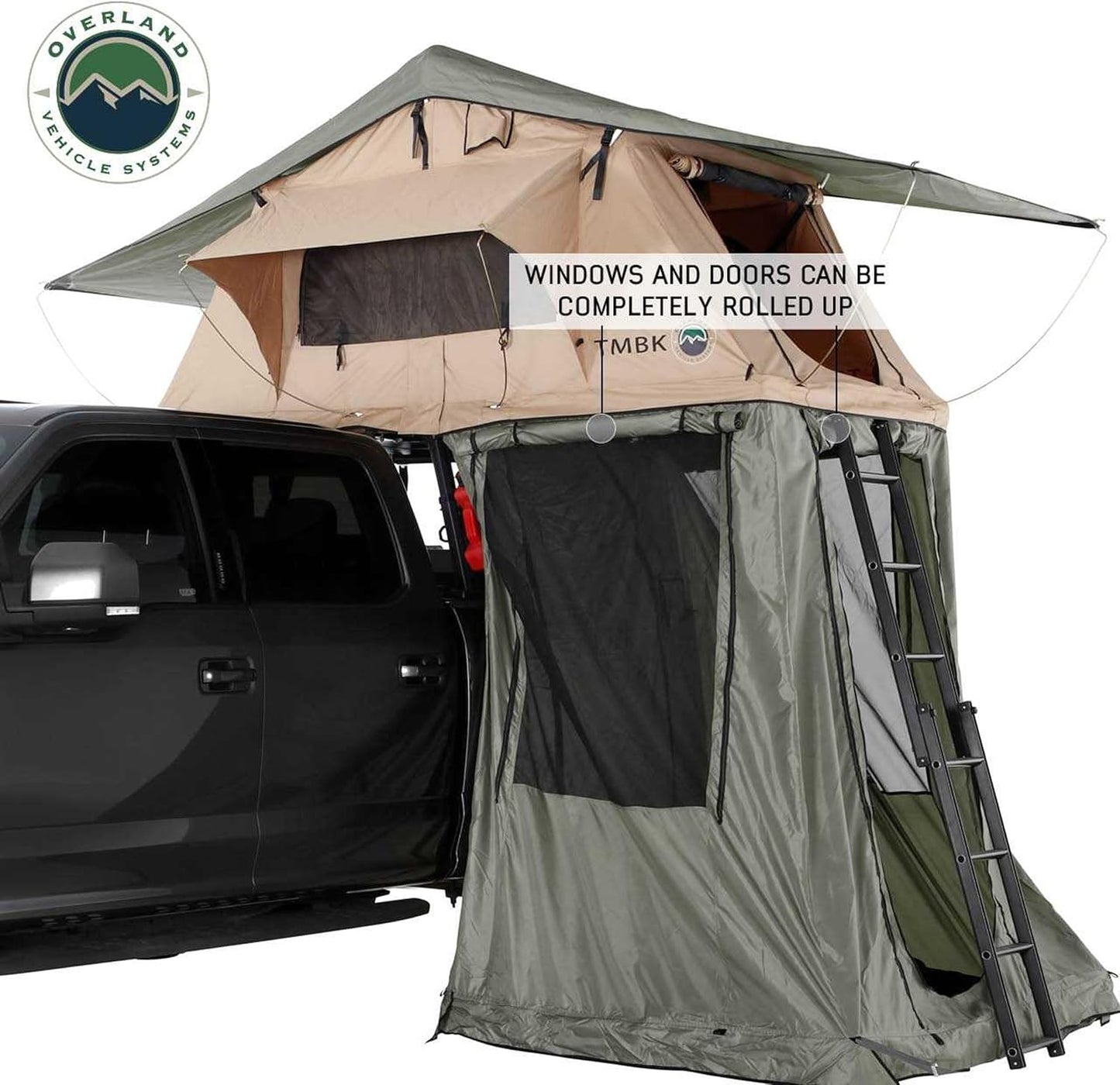 LD TMBK Roof Top Tent Annex Green Base with Black Floor & Travel Cover - 420D Polyester Oxford Waterproof Material -1000G PVC Based Floor