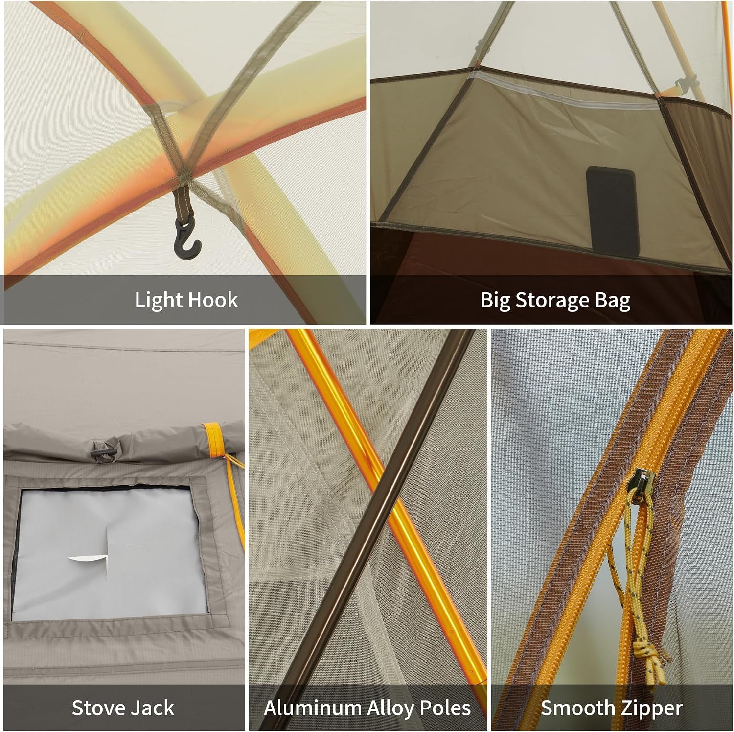 KOTA 4/6/8 Person Camping Tent, Double Layer Waterproof 4 Person 6 Person 8 Person Tents for Camping, Large and Tall Family Tent with Vestibules Porch