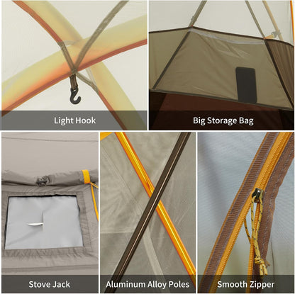 KOTA 4/6/8 Person Camping Tent, Double Layer Waterproof 4 Person 6 Person 8 Person Tents for Camping, Large and Tall Family Tent with Vestibules Porch