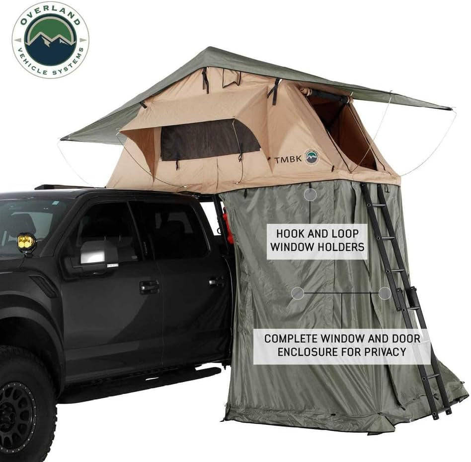 LD TMBK Roof Top Tent Annex Green Base with Black Floor & Travel Cover - 420D Polyester Oxford Waterproof Material -1000G PVC Based Floor