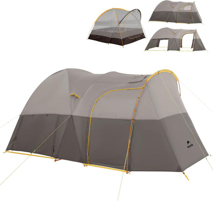 KOTA 4/6/8 Person Camping Tent, Double Layer Waterproof 4 Person 6 Person 8 Person Tents for Camping, Large and Tall Family Tent with Vestibules Porch