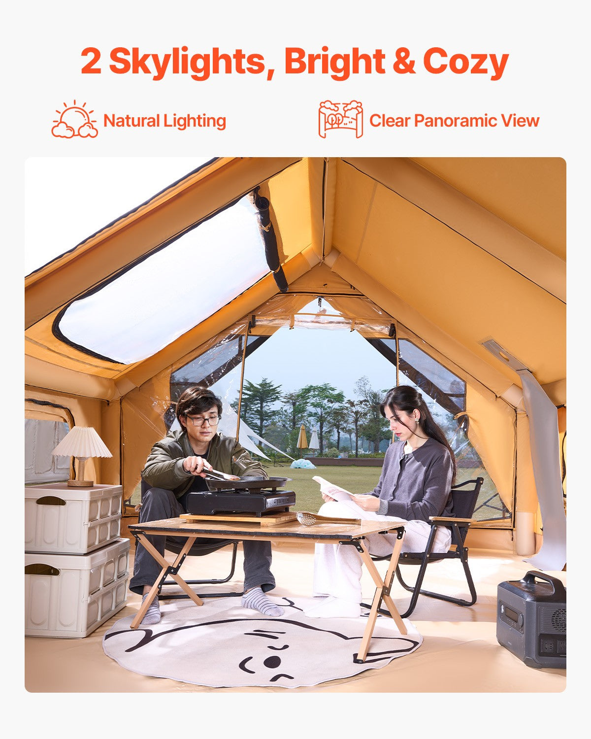 VEVOR Inflatable Tent for Family Camping Tent 5-8 Person Glamping with Hand Pump