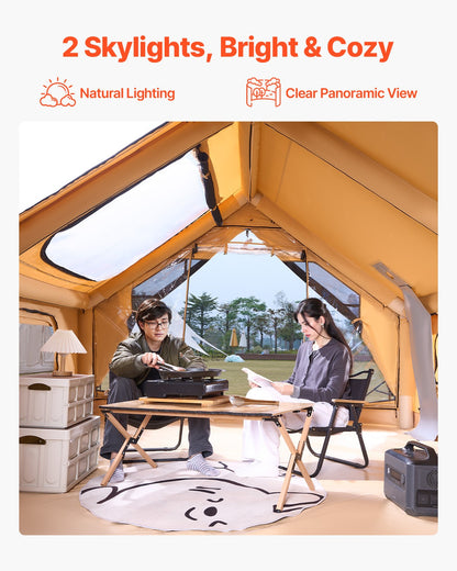 VEVOR Inflatable Tent for Family Camping Tent 5-8 Person Glamping with Hand Pump