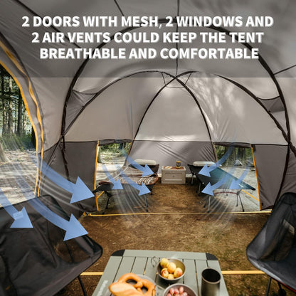KOTA 4/6/8 Person Camping Tent, Double Layer Waterproof 4 Person 6 Person 8 Person Tents for Camping, Large and Tall Family Tent with Vestibules Porch