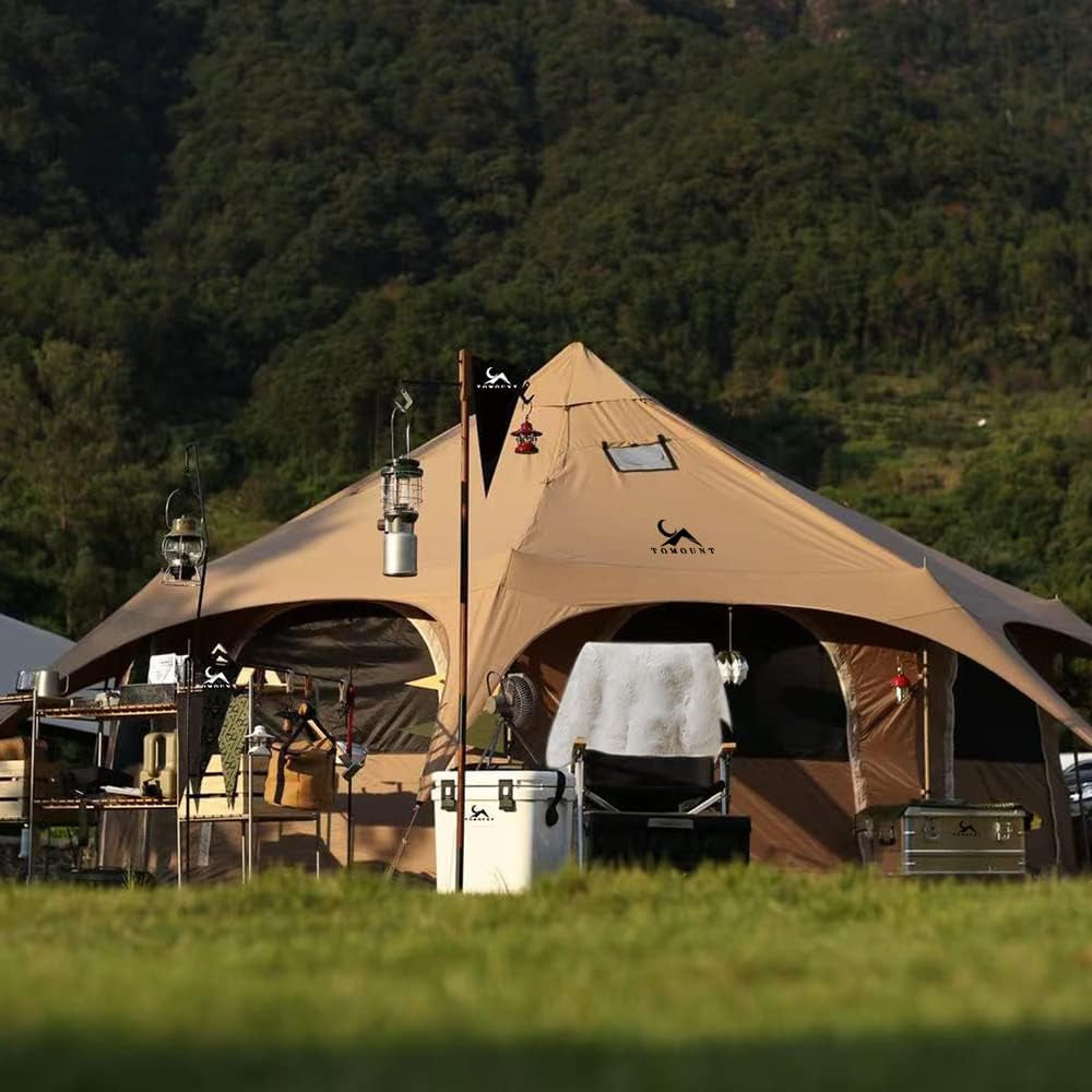 TOMOUNT Canvas Tent Bell Tent 16.4Ft*9.2Ft with Stove Jack for Glamping Family Camping Zipped Removable Floor