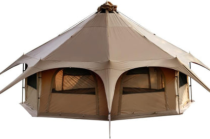 TOMOUNT Canvas Tent Bell Tent 16.4Ft*9.2Ft with Stove Jack for Glamping Family Camping Zipped Removable Floor