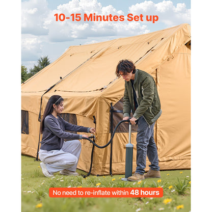 VEVOR Inflatable Tent for Family Camping Tent 5-8 Person Glamping with Hand Pump